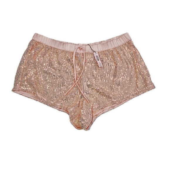 Victoria’s Secret Pink Iridescent Sequin & Satin Lounge Shorts - Size Large (NWT - Picture 1 of 3